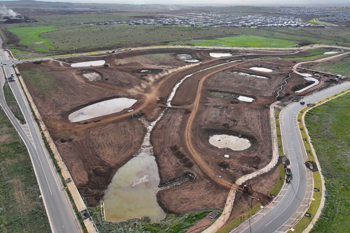 Aerial view of Melbourne Business Park drainage management system
