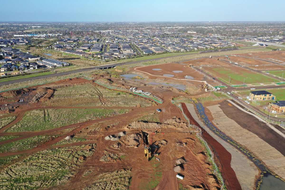 Aerial view of Westbrook Estate drainage