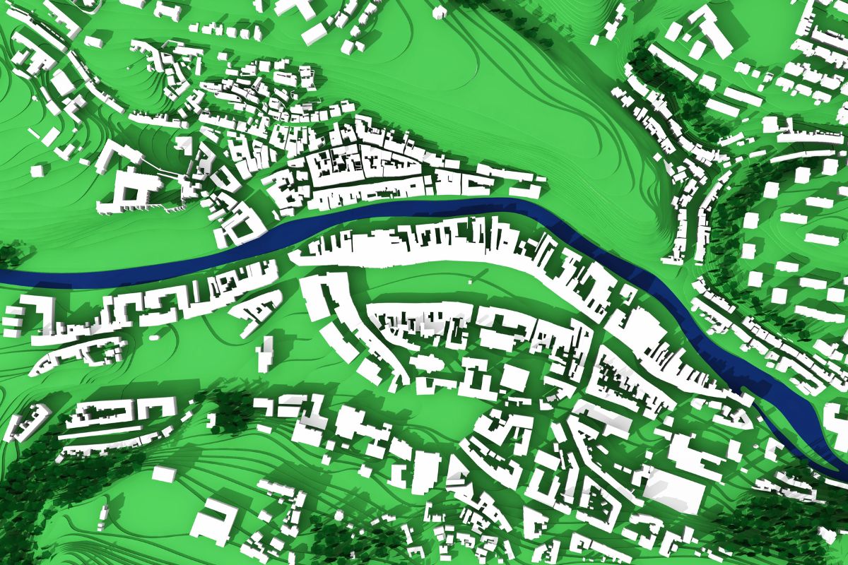 a 2d visualisation modelling a new urban development